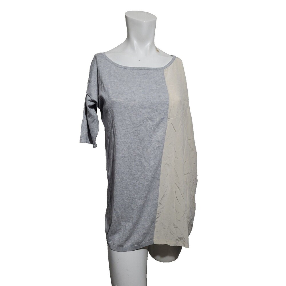 Weekend Max Mara Medium Top Blouse silk tunic boat neck colorblock